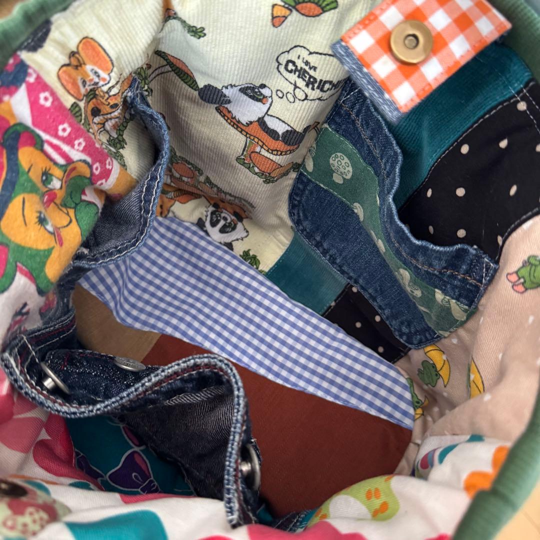 ハンドメイド デニムリメイク バッグ くまさん 楕円底 2way 55 - メルカリ