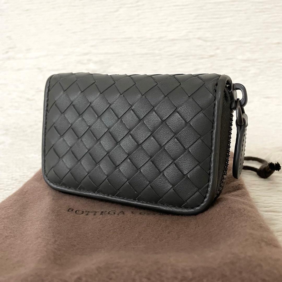 【美品】ボッテガヴェネタ インテレチャート カードケース レザー グレー 保存袋 ボッテガヴェネタ BOTTEGA VENETA カードケース 名刺入れ イントレ