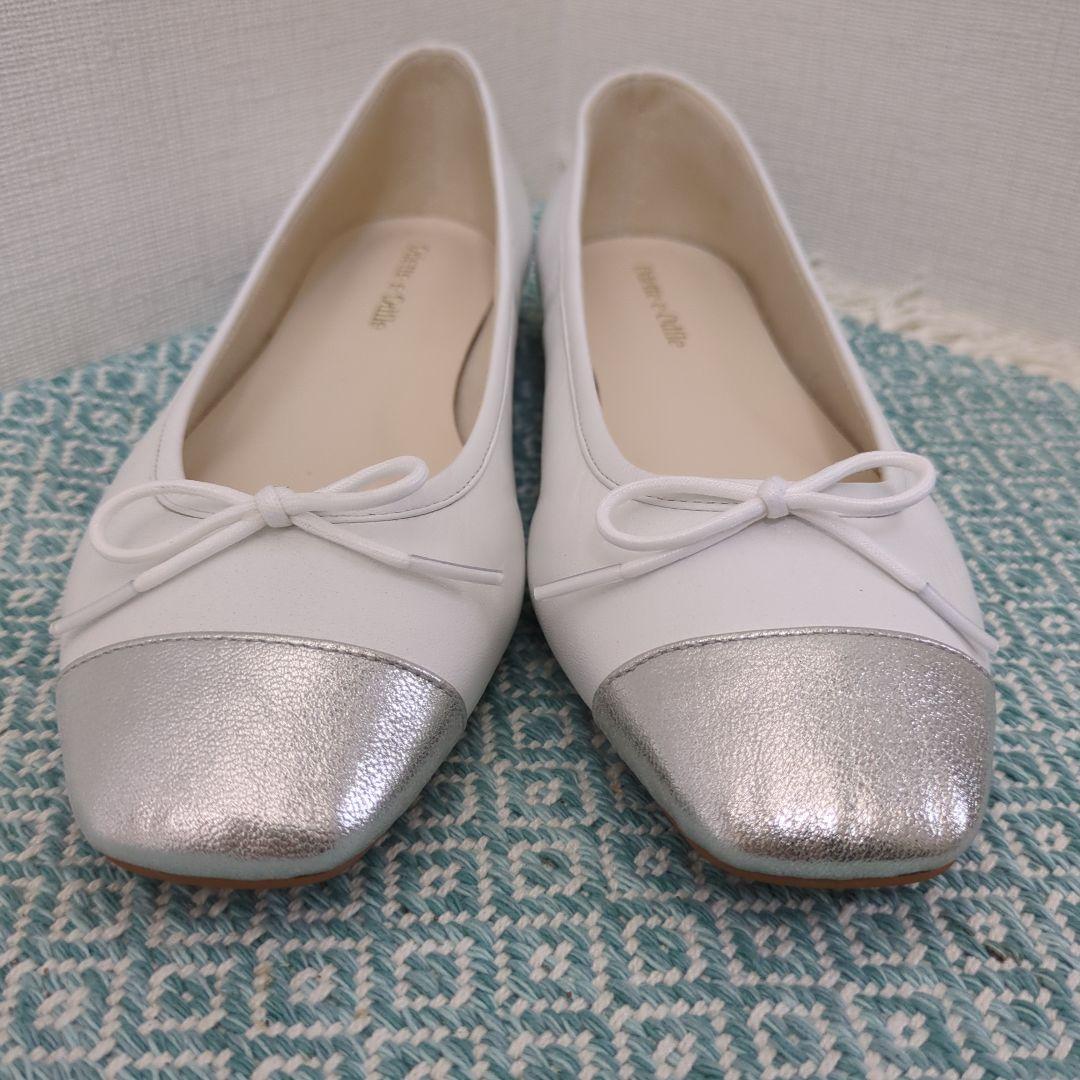 ODETTE E ODILE□コンビスクエア バレエシューズ シルバー ホワイト