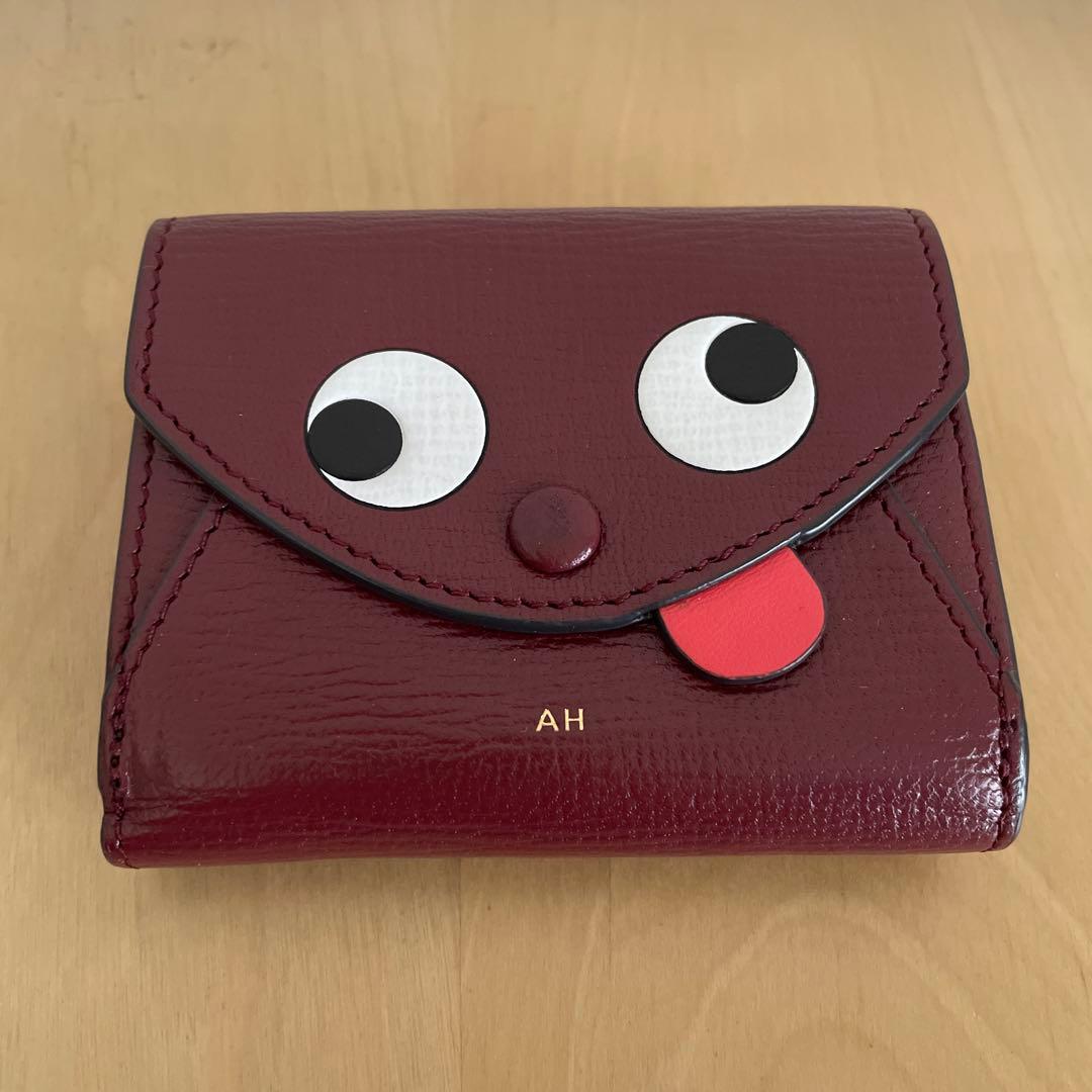 美品 ANYA HINDMARCH 3つ折り財布 ミニ財布 レザー ワインレッド ANYA HINDMARCH（アニヤ・ハインドマーチ） 財布 三つ折り財布 PEEPING