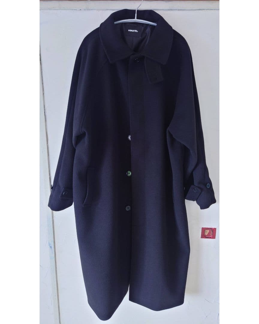フェケテFEKETE オーバーサイズ ハイネック ステンカラーロングコート
