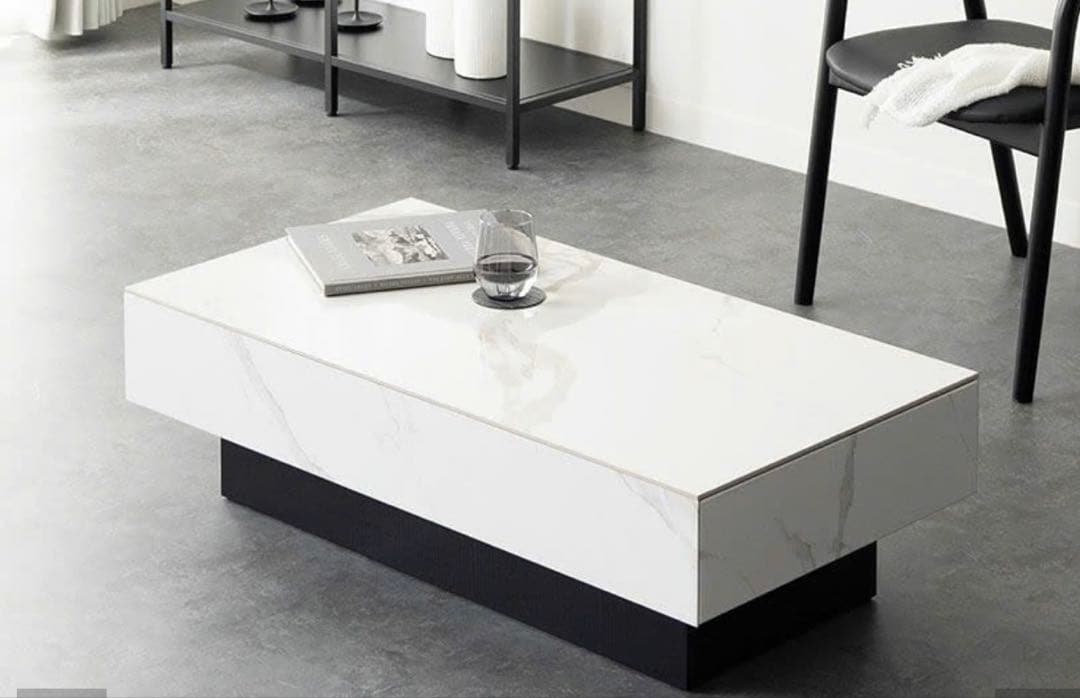 セラミックセンターテーブル 105cm ホワイト・グレー大理石 - メルカリ