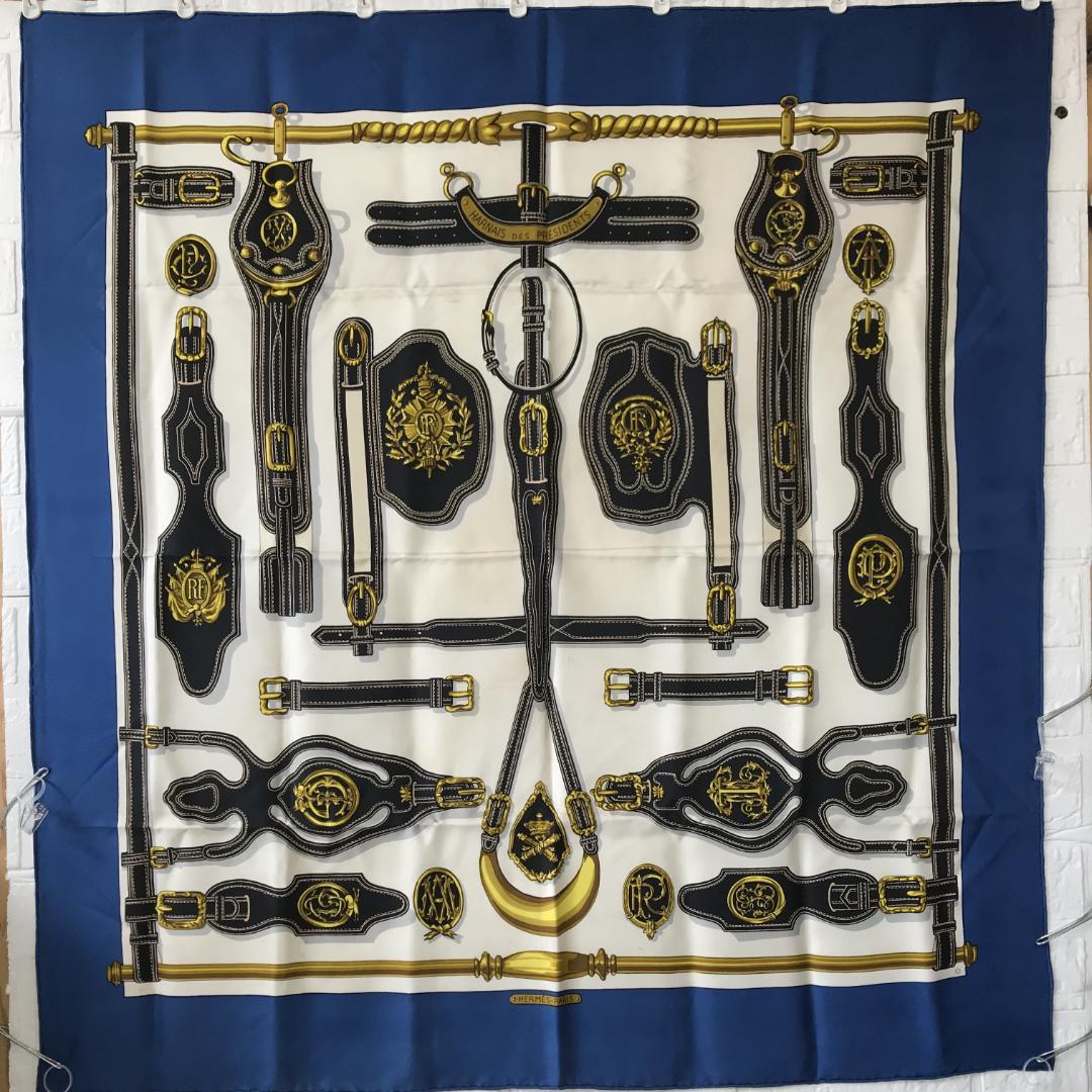 HERMES エルメス カレ90 大判スカーフ 黄金の拍車 4175 - メルカリ