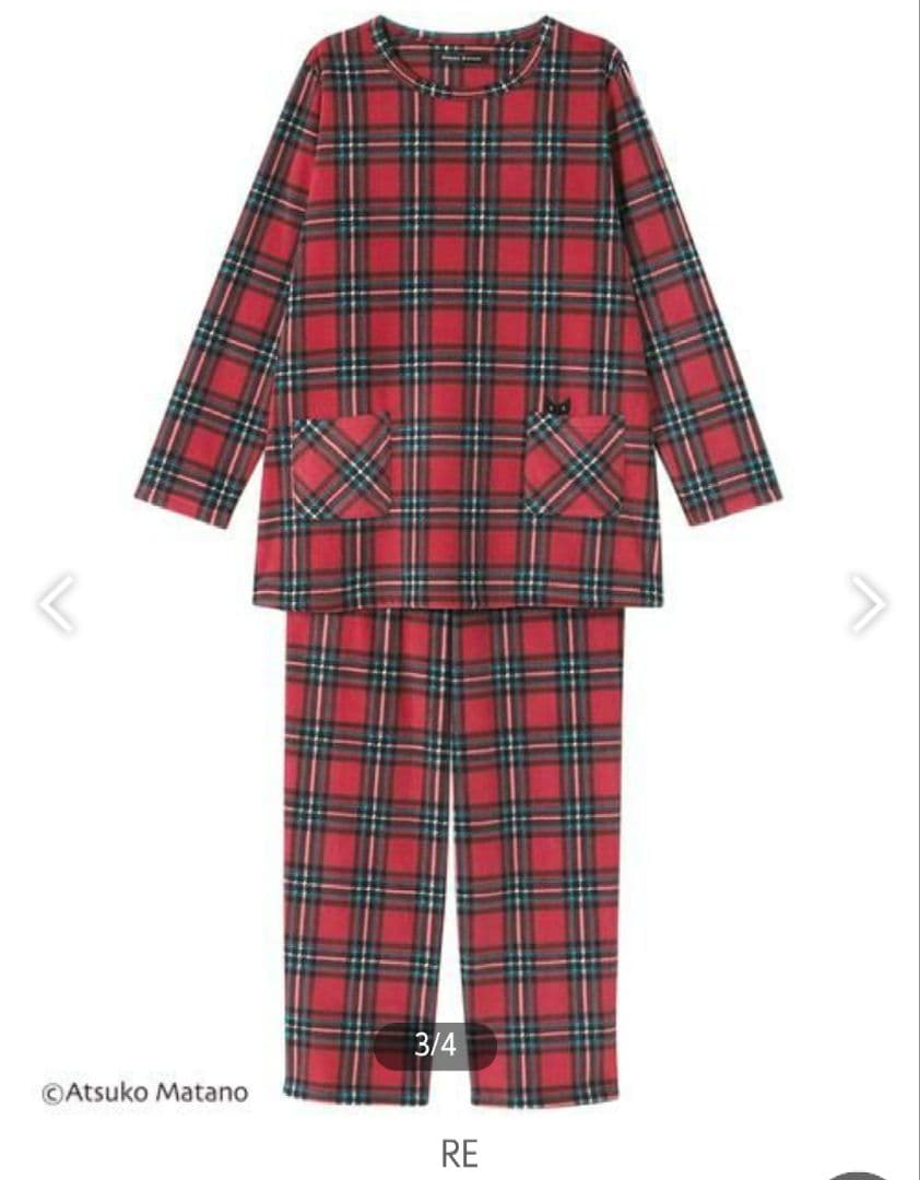 マタノアツコ】未使用 M フリースパジャマ チェック柄 レッド系 - メルカリ