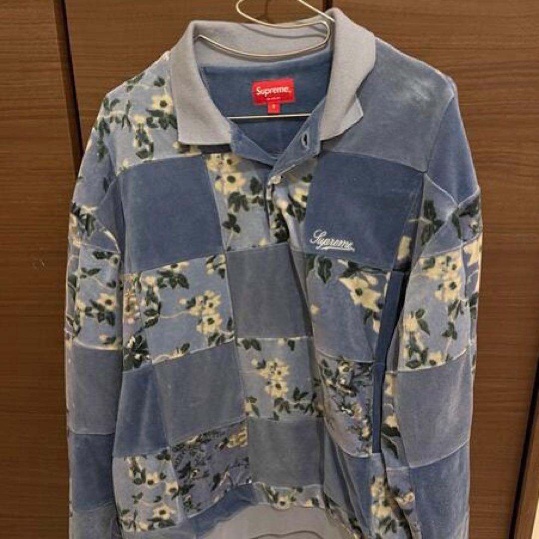 Supreme Floral Patchwork Velour L/S Polo supreme Floral Patchwork Velo