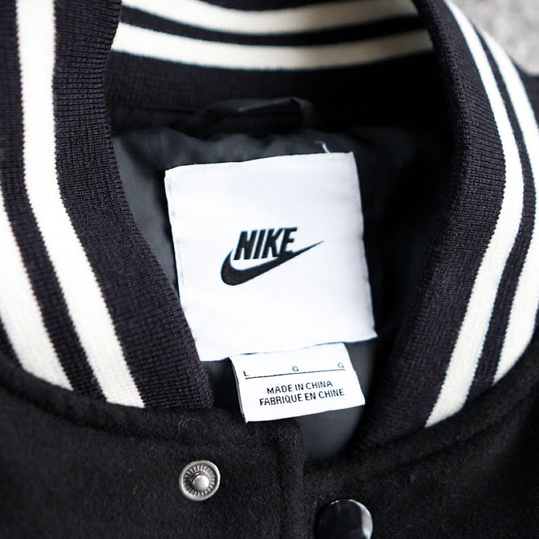 NIKE 袖レザー スタジャン バーシティジャケット ブラック L - メルカリ