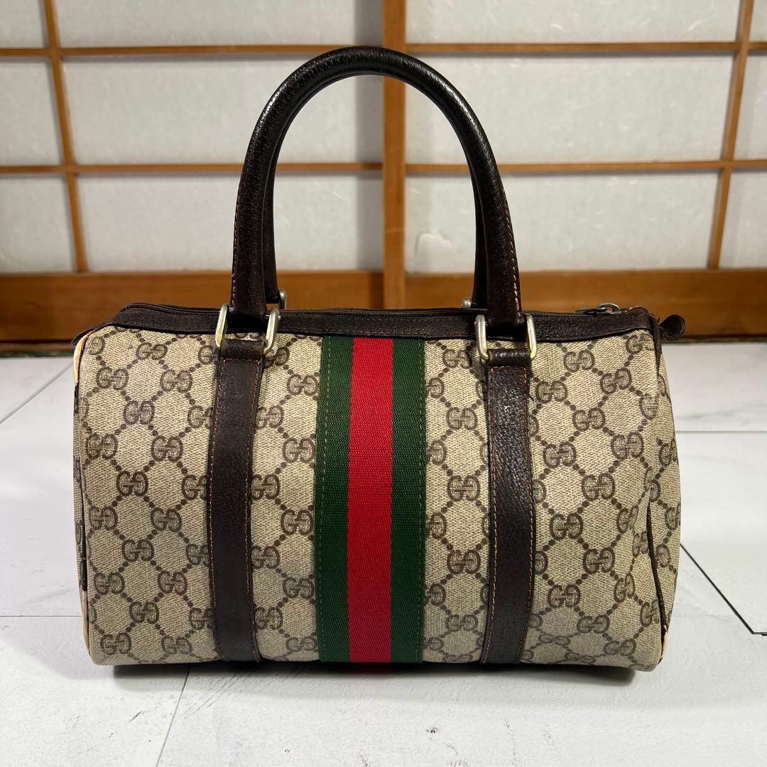 オールドグッチ シェリーライン レザー ハンドバッグ ミニボストン