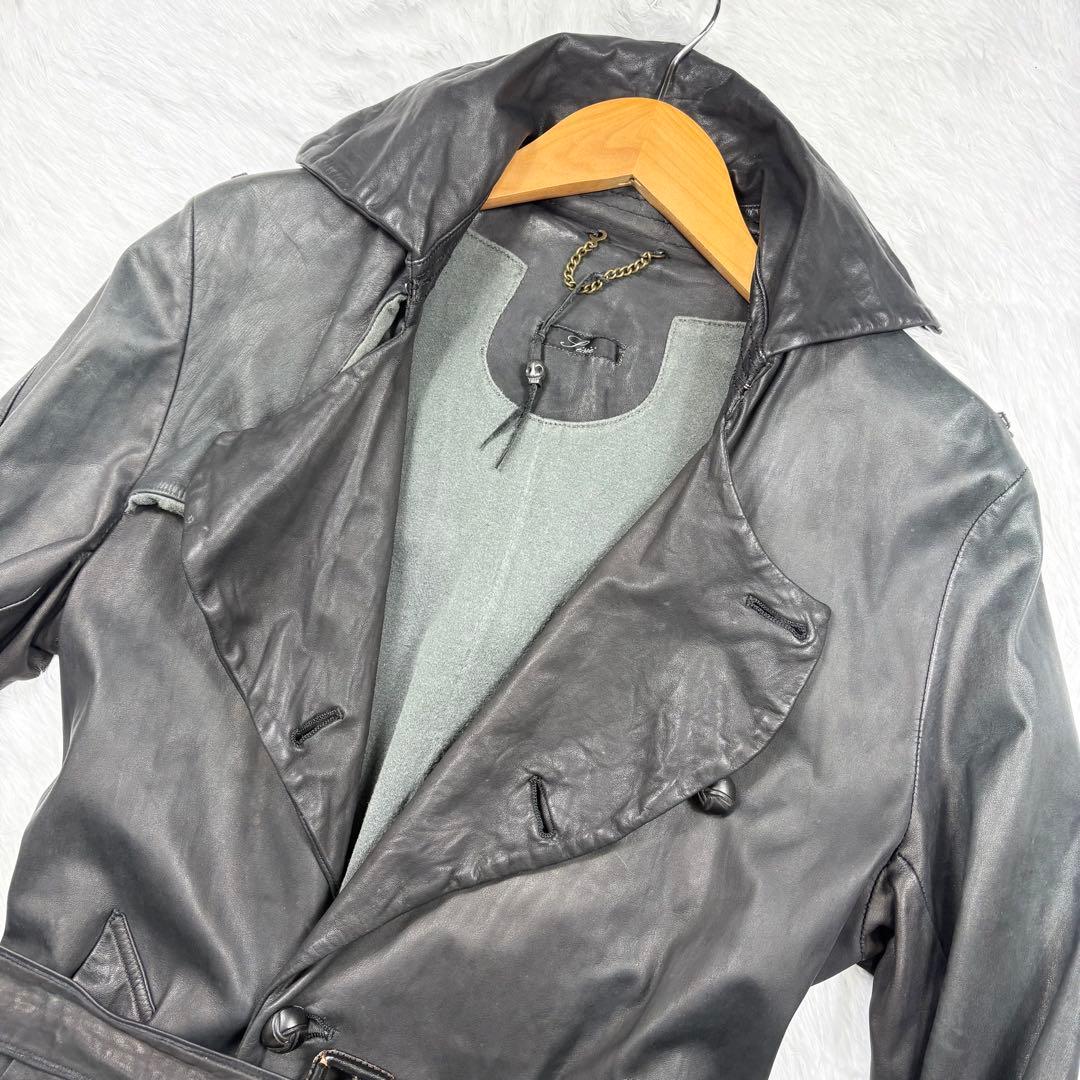 ✨超希少✨シシ オールレザー トレンチコート ベルト ロング丈 羊革 M