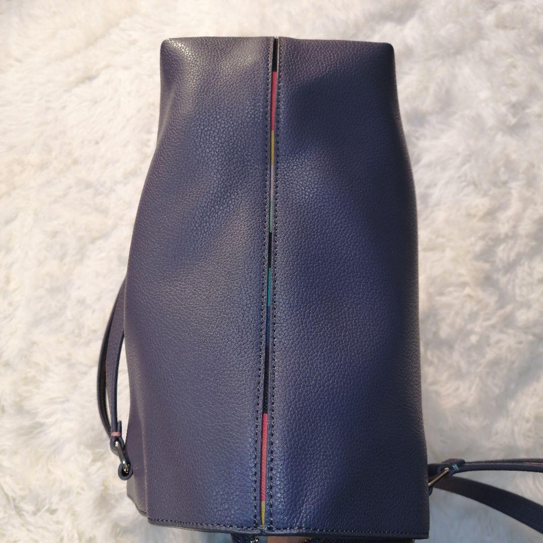 ポールスミス レザー インレイド マルチストライプハンドル トートバック グレー