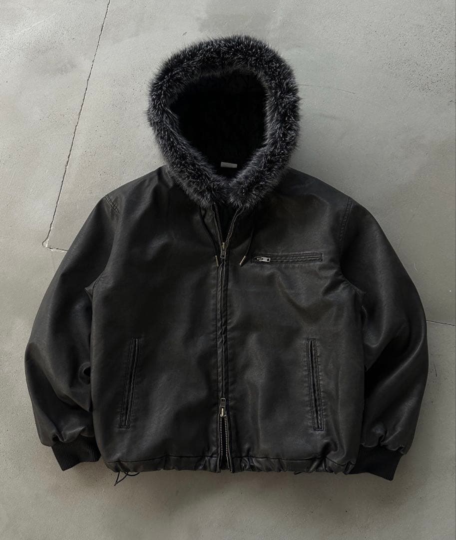 WISH FOR EVER ファージャケット ブラック - メルカリ