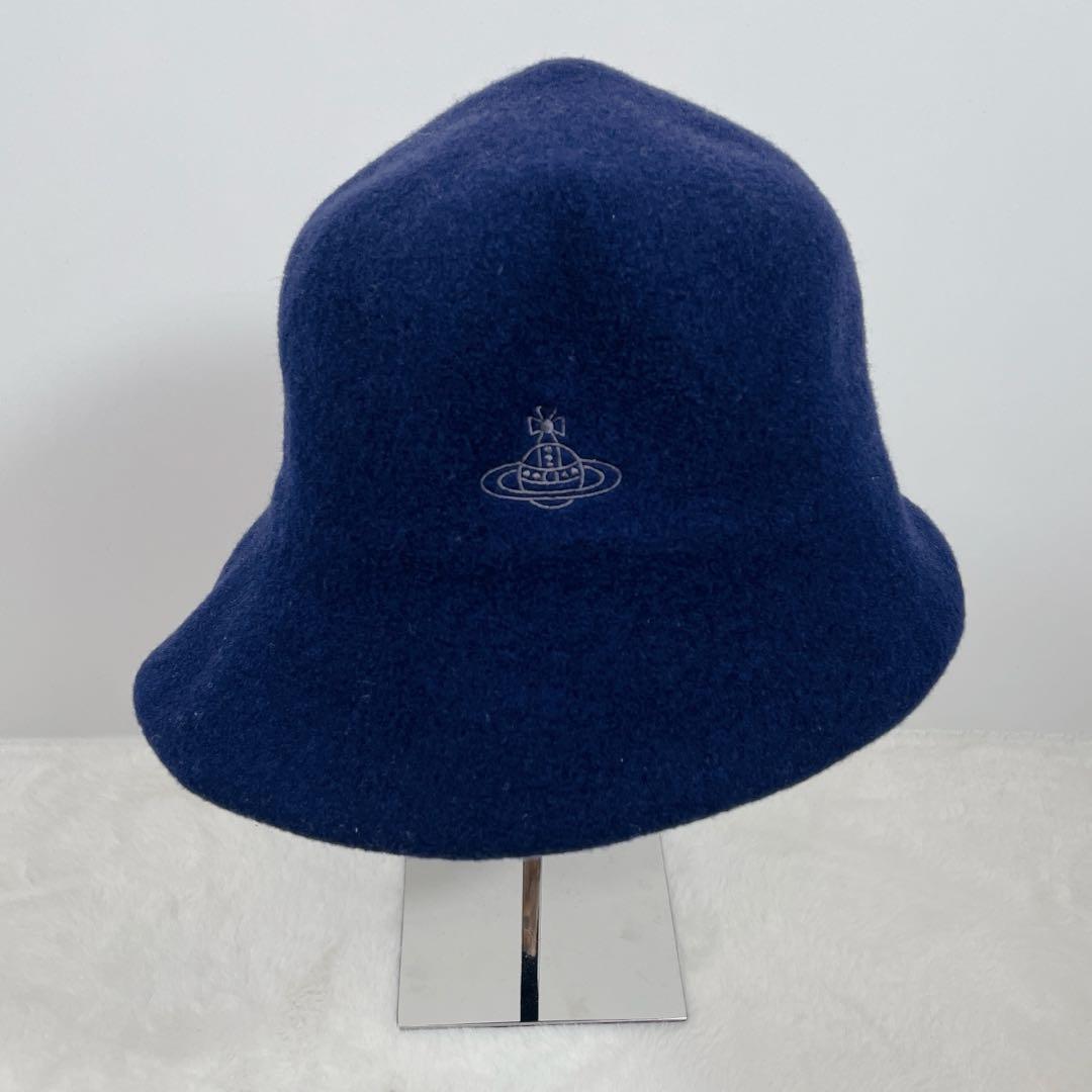 ヴィヴィアン 帽子 ハット オーブ 刺繍 バスククロッシェ 紺 S〜M