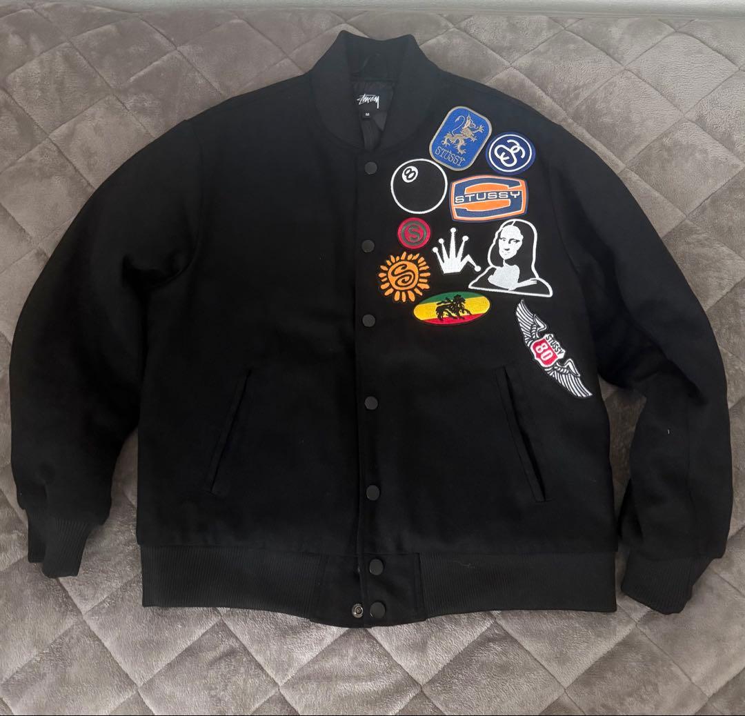 stussy パッチ付きブラックスタジャン - メルカリ