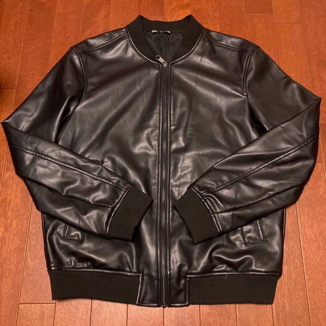 ZARA MA1風革ジャン フェイクレザー - メルカリ