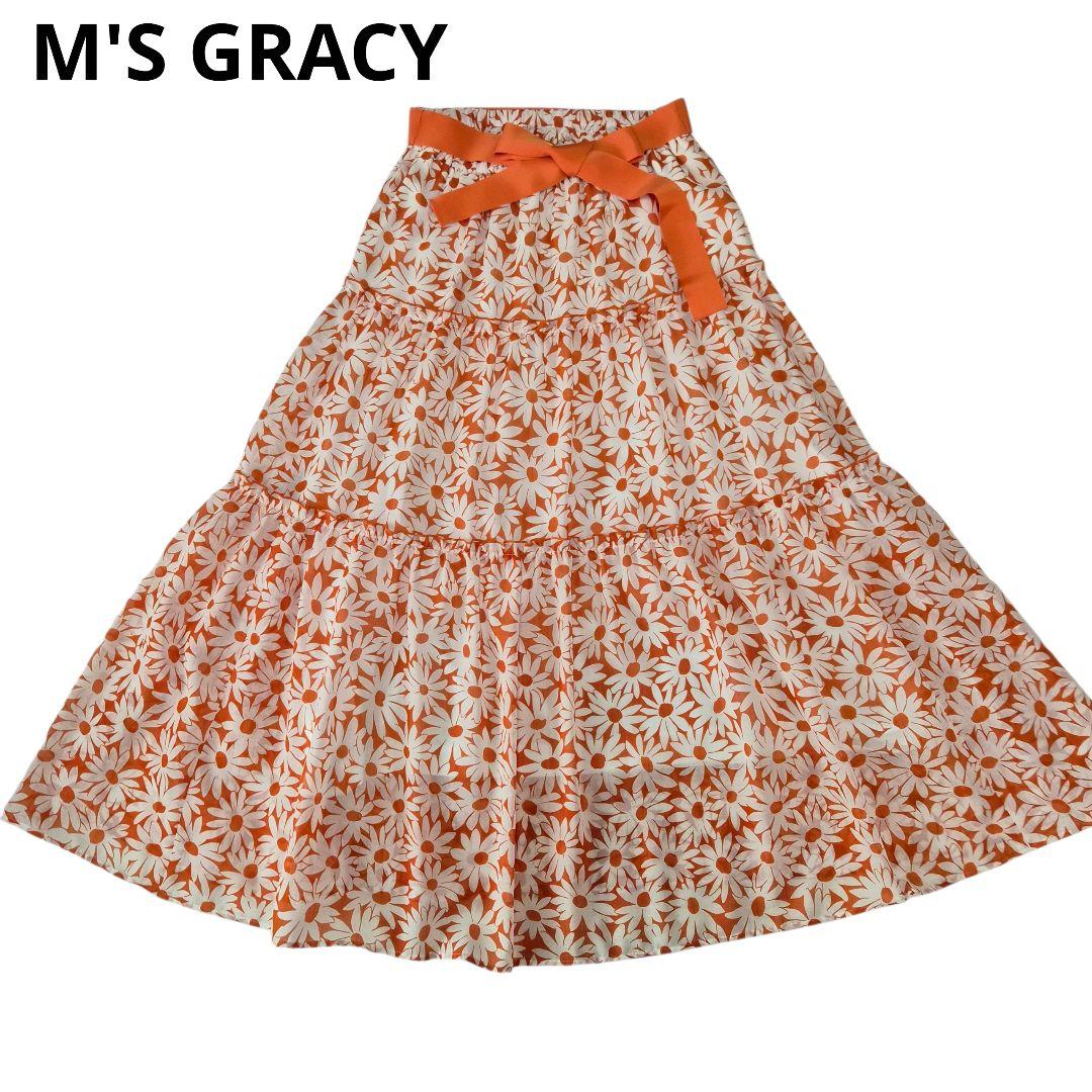 未使用】M's Gracy 花柄フレアスカート 38 エムズグレイシー 日本製