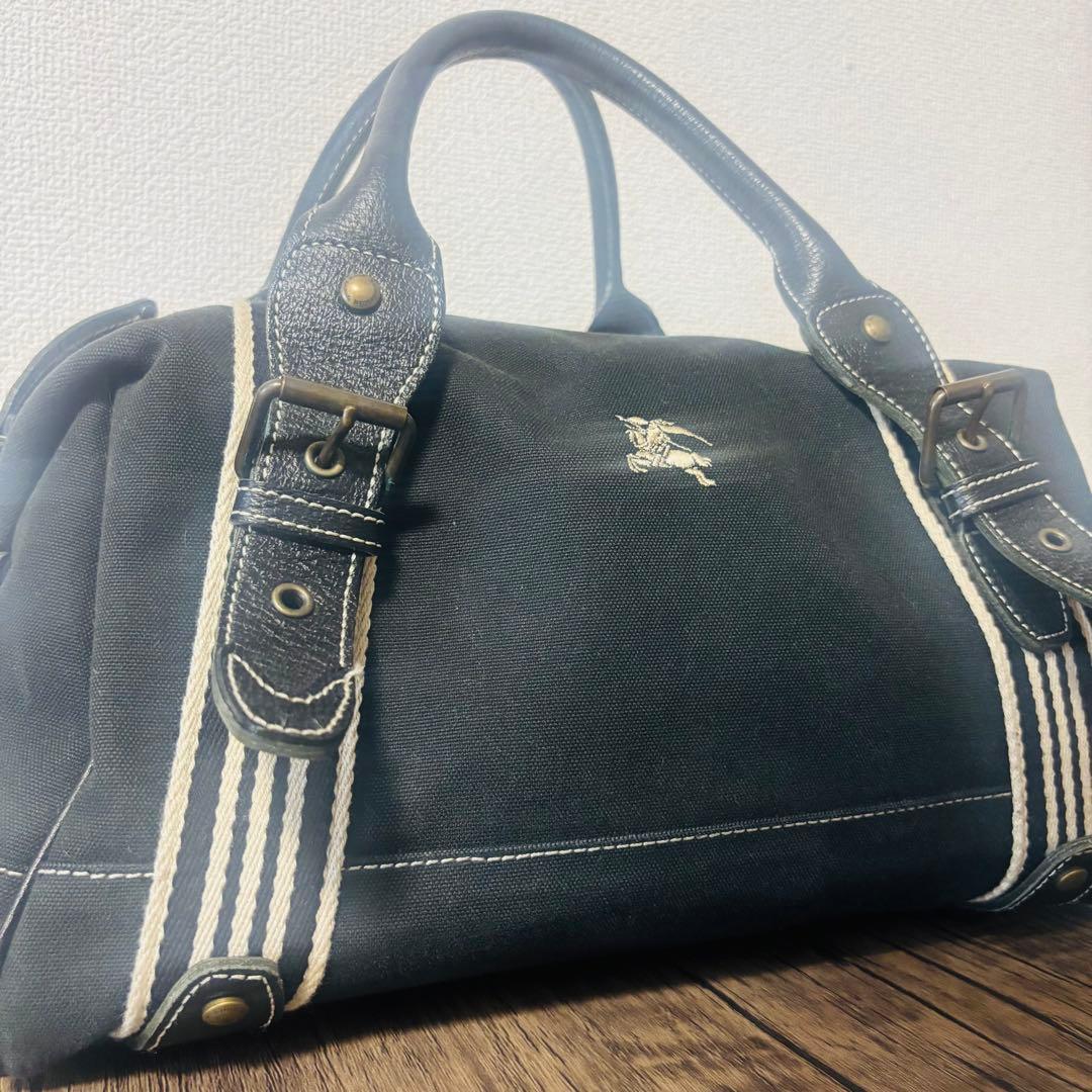 バーバリー ブルーレーベル ボストン ハンドバッグ キャンバス