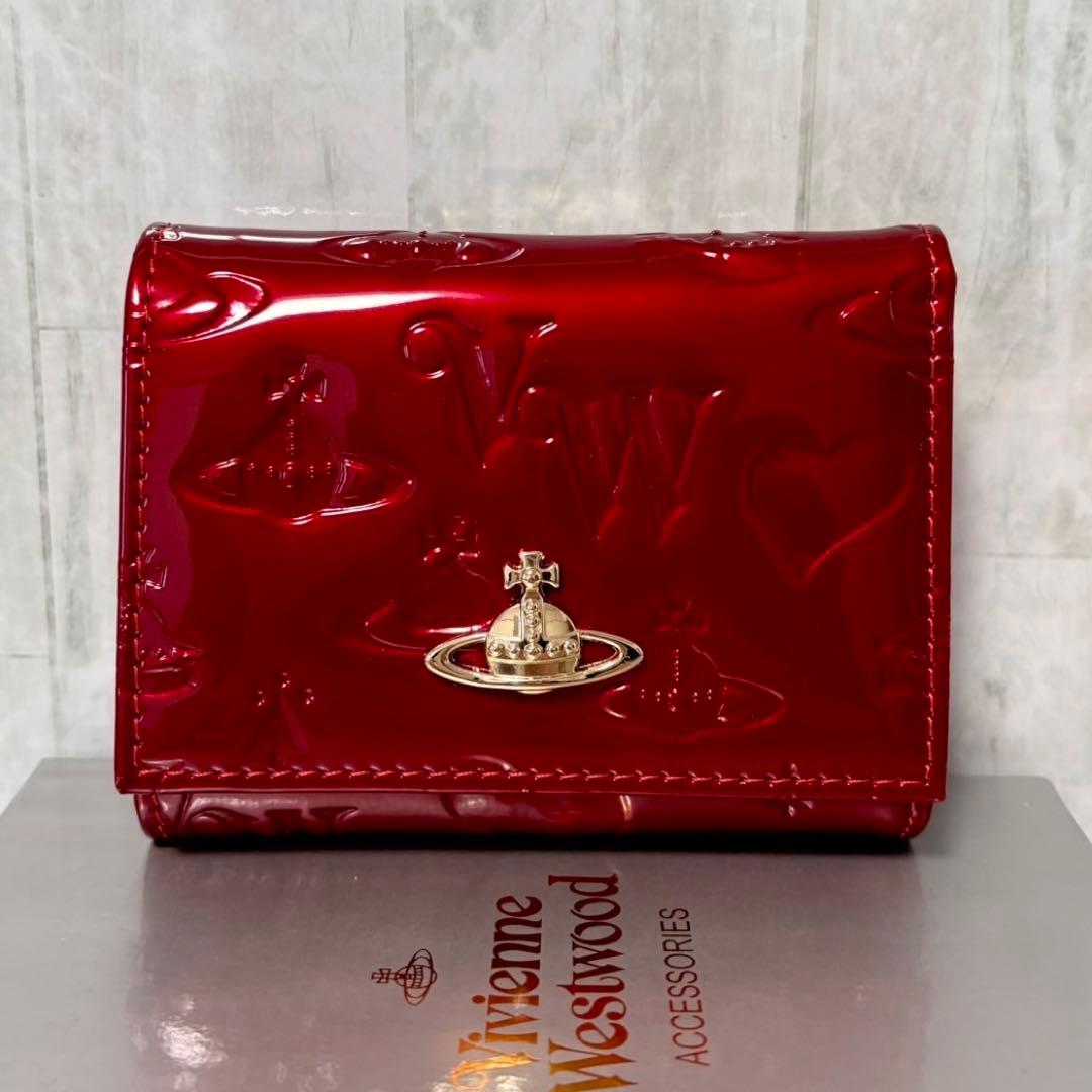 Vivienne Westwood 3つ折り財布 / レッド/ゴールド金具付き Vivienne Westwood ヴィヴィアンウエストウッド 三つ折り財布 レッド