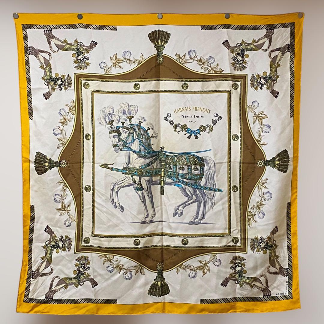 HERMES カレ90 大判シルクスカーフ フランス初代帝国のハーネス