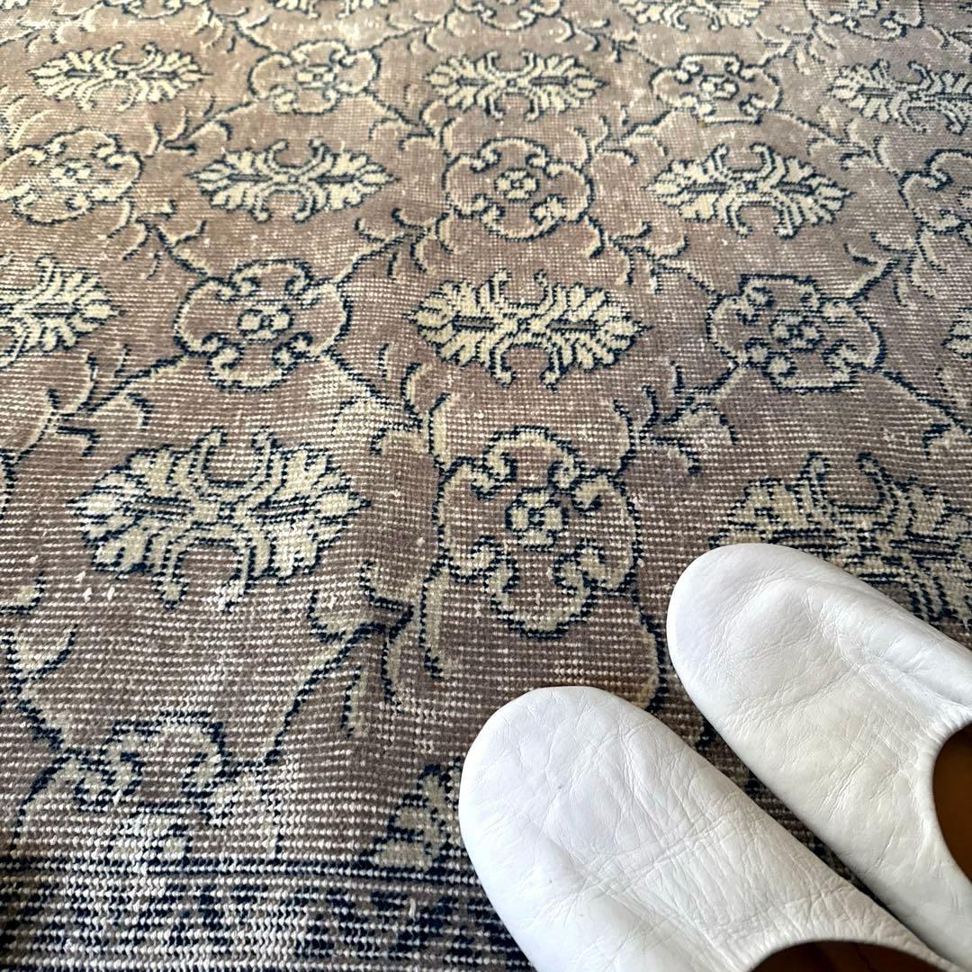 超大判162×282レアボタニカル紋章 グレージュ　トルコヴィンテージラグ