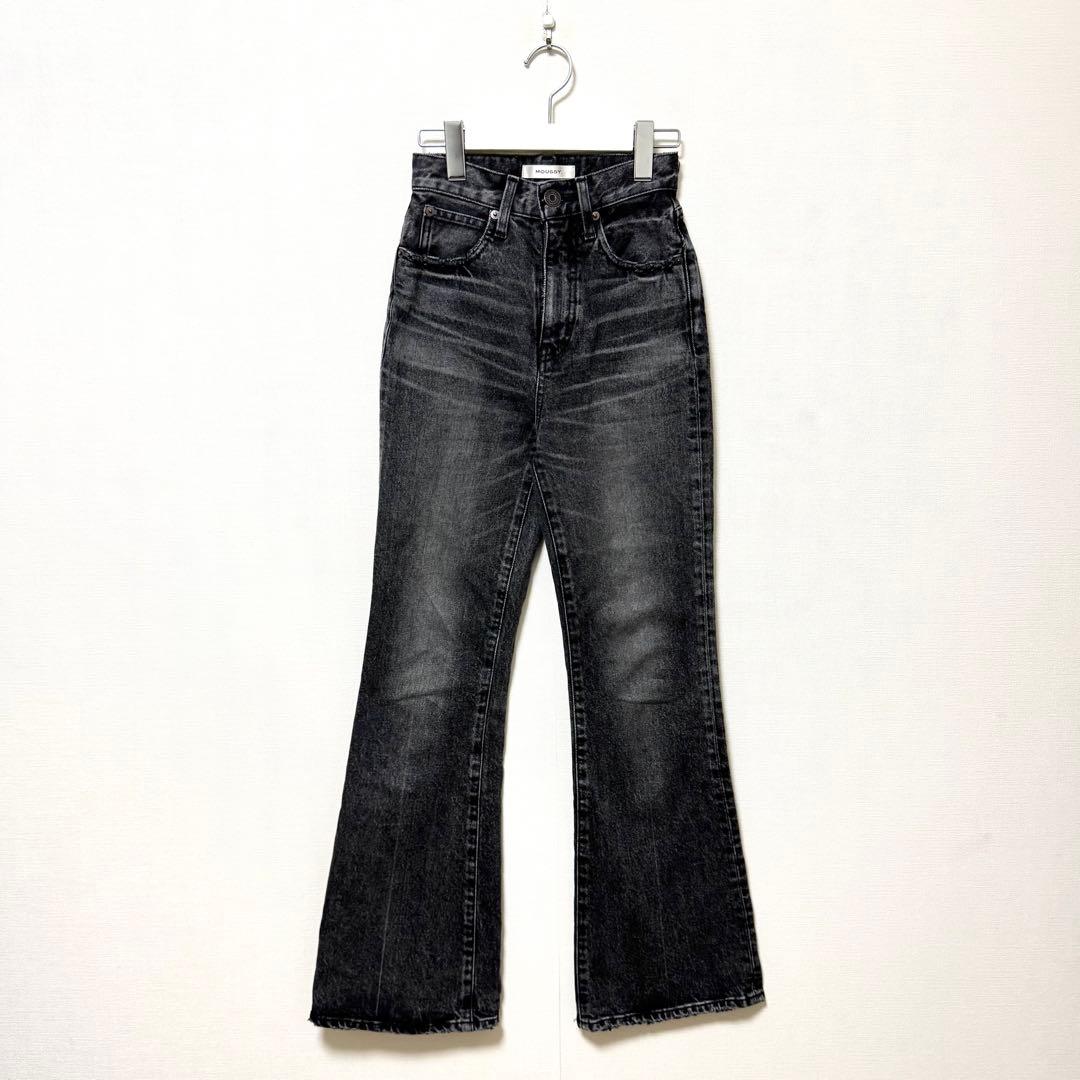 MOUSSY MVS BLACK FLARE ブラック フレアデニム 黒 22 - メルカリ