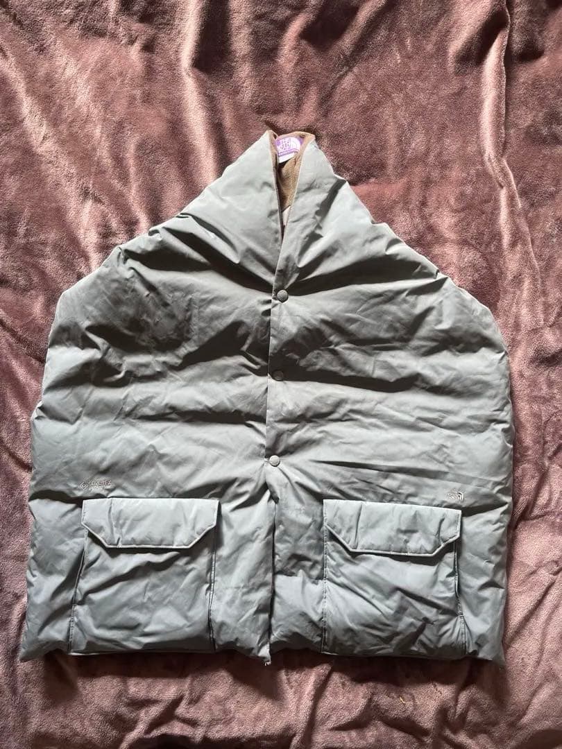 ノースフェイスパープルレーベル ダウンケープ カーキ セージグリーン