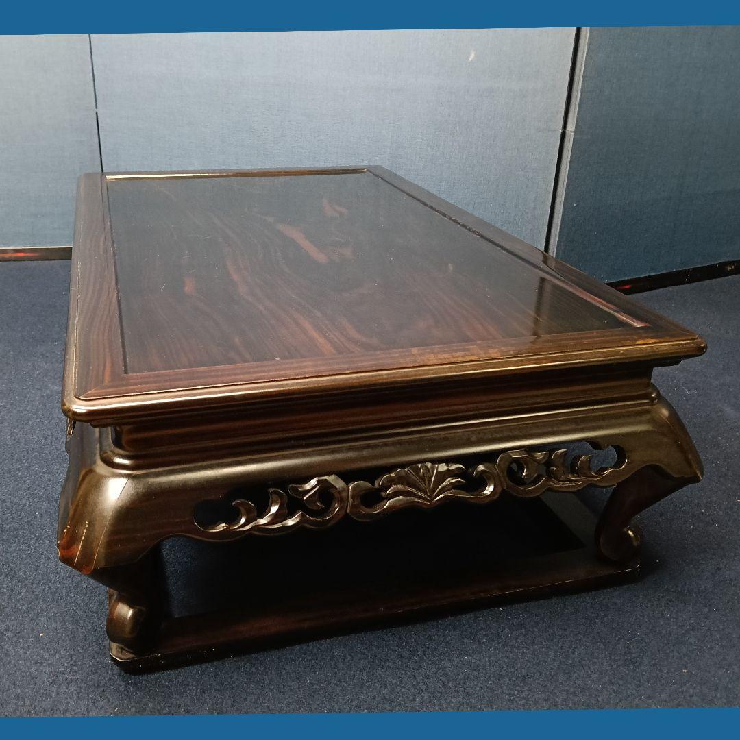 AO36 縞黒檀 平卓 花台 香炉 盆栽台 飾台 透し彫り - メルカリ