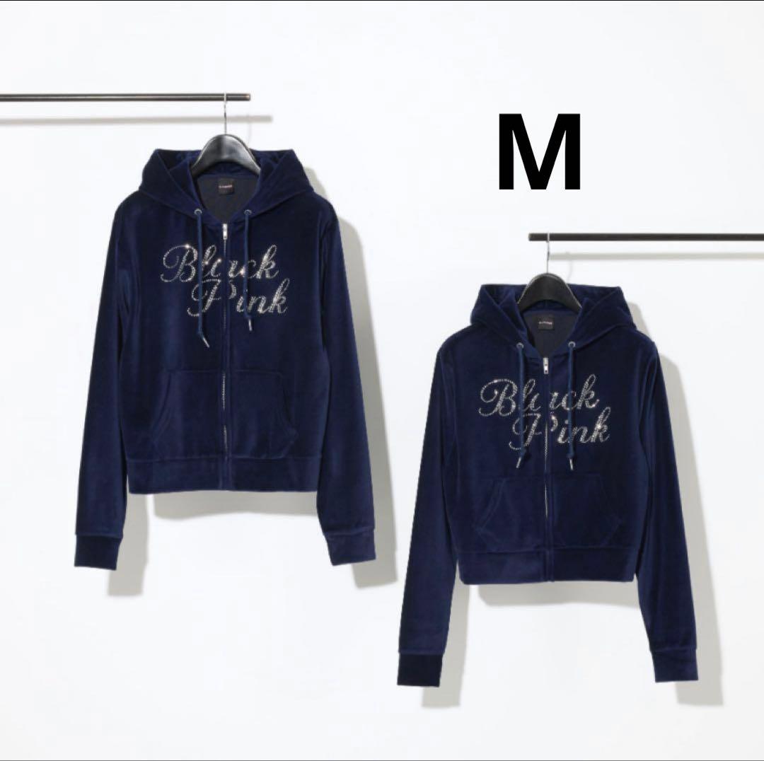 BLACKPINK【POP-UP限定】ベロアジップアップフーディー ネイビー