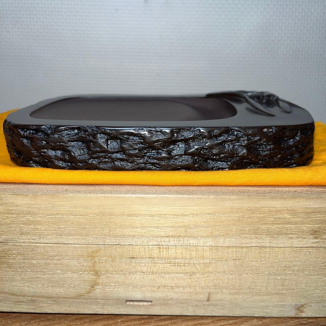 ⭕️赤間硯 蘭文研 伝統工芸士 下井唯石 新品美品 1.2kg超 共桐箱