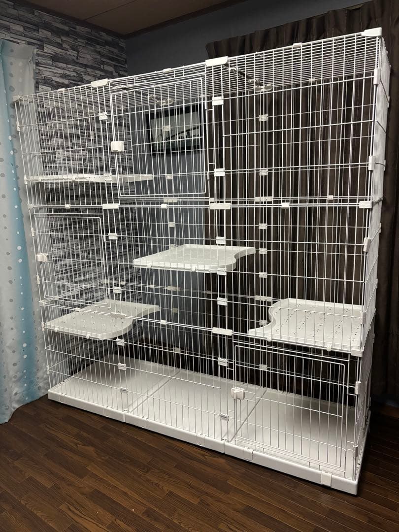キャットケージ　大型　組み合わせ自由 楽天市場】キャットケージ 大型 組み合わせ自由 ホワイト 2段 幅125cm
