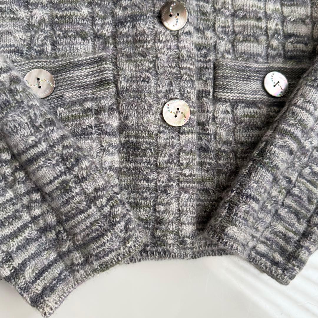 銀座和光取扱) イダスクラッチ ♡ 肉厚カシミヤニットジャケット グレー