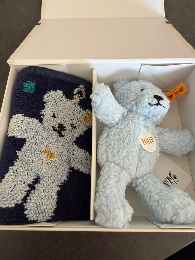 新品未使用！限定品！フェイラー　シュタイフ FEILER シュタイフ テディベア ハンカチセット ブルー系 未使用