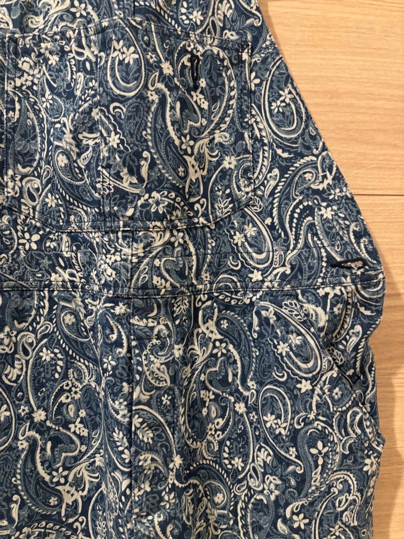 ジョンブル 京都バッセン ネイビー ペイズリー柄 オーバーオール