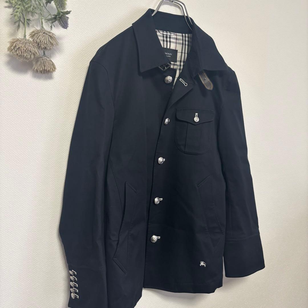 【バーバリーブラックレーベル】マリンコート 銀ボタン ホースロゴ《M》