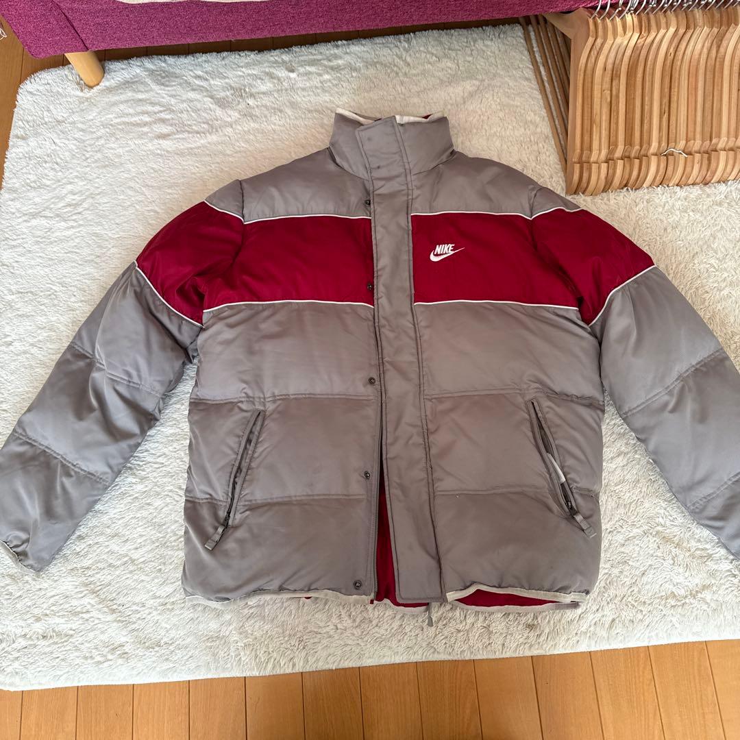 NIKE ナイキ 90s リバーシブル ダウンジャケット L赤 グレー - メルカリ