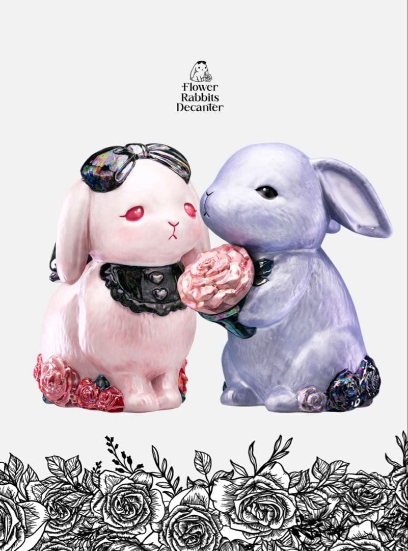 Flower Rabbits Decanter ウサギのデカンター ペアでかわいいうさぎのお酒「Flower Rabbits Decanter（フラワー