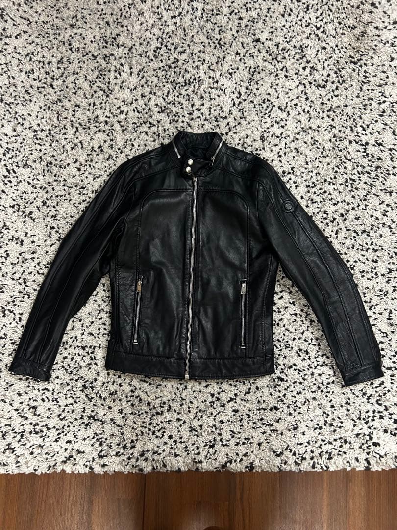 ディーゼル　レザージャケット　ライダース　シングル　ブラック　牛革 DIESEL ディーゼル レザー シングルライダースジャケット ブラック系 L