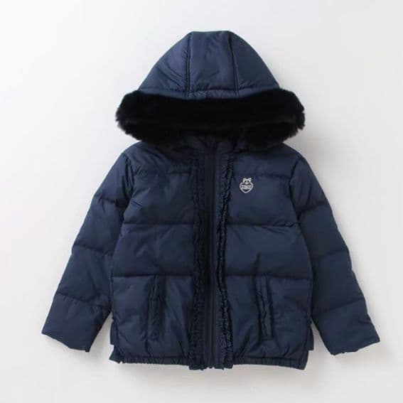 680【130】メゾピアノ フリルショートダウン入りブルゾン 紺 - メルカリ