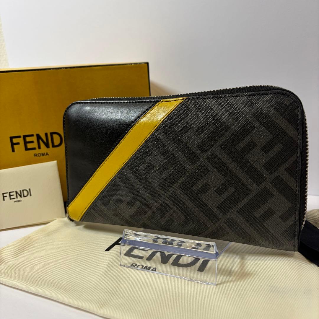 美品】FENDI 現行モデル ダイアゴナル ズッカ FF柄長財布 付属品完備