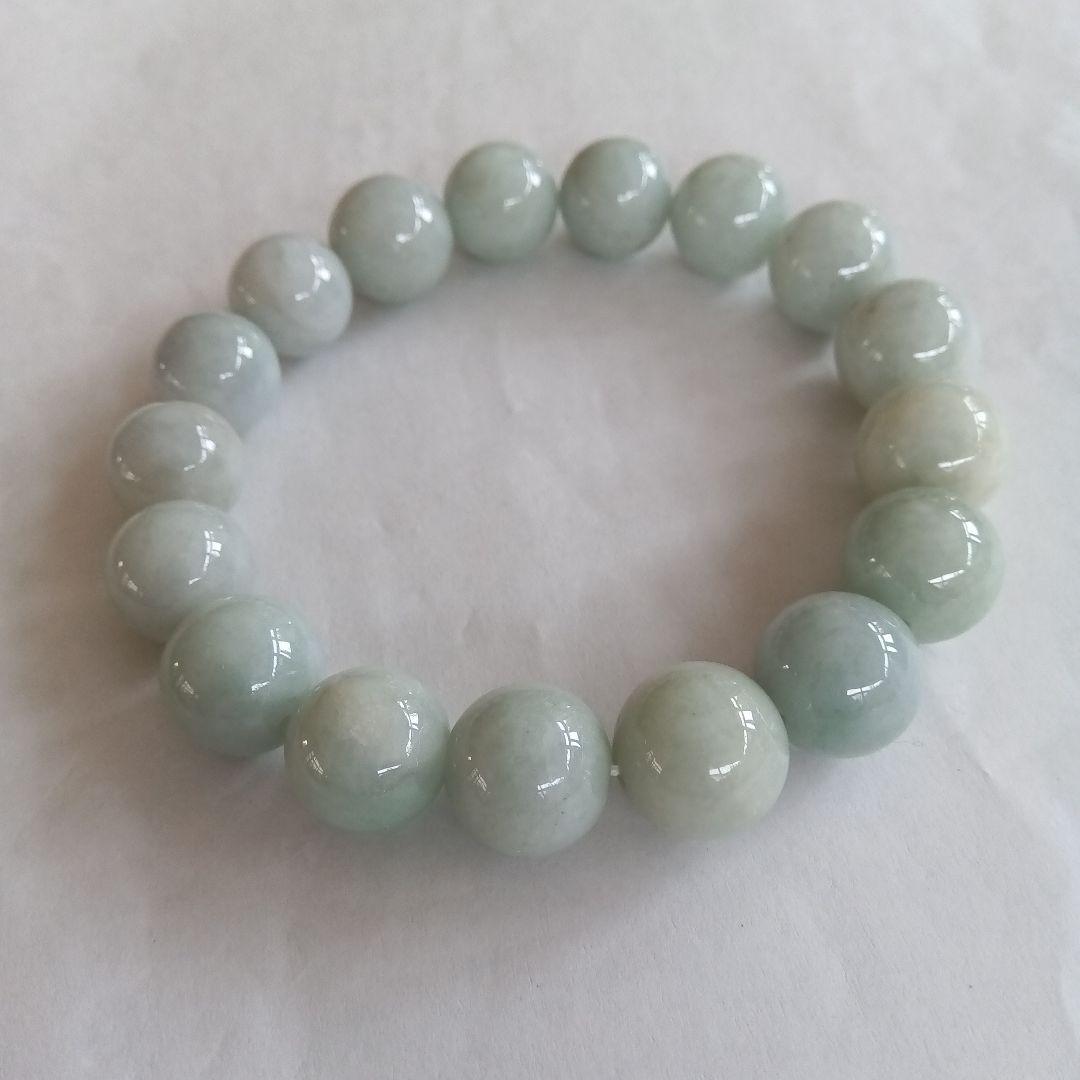 希少、最上級品、国石、綺麗色)糸魚川翡翠ブレスレット、12.5mm(±0.5