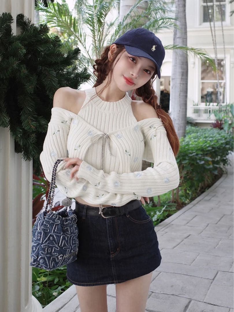 スパークルリボンアンサンブルニットトップス - メルカリ