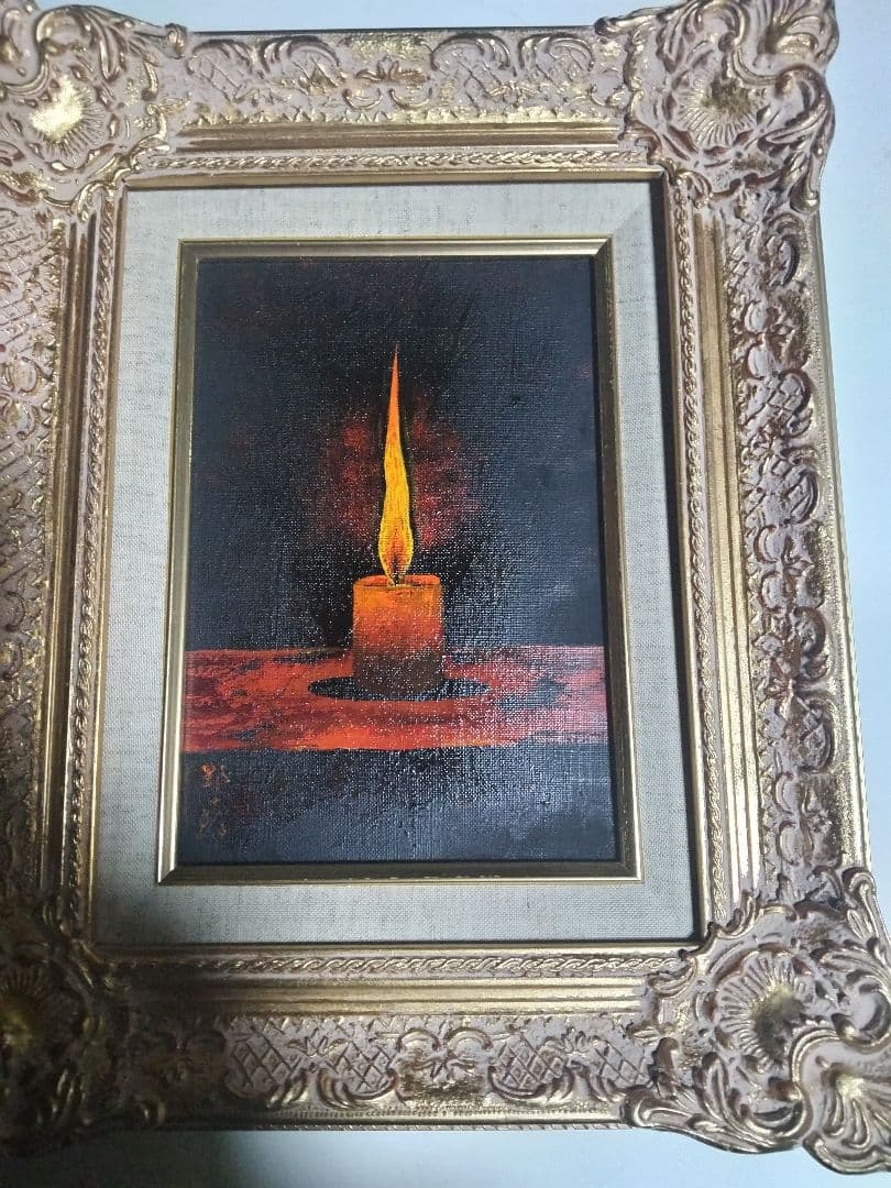 高島野十郎、絵画油彩SM号、蝋燭、高級額縁、肉筆、山下清、佐伯祐三