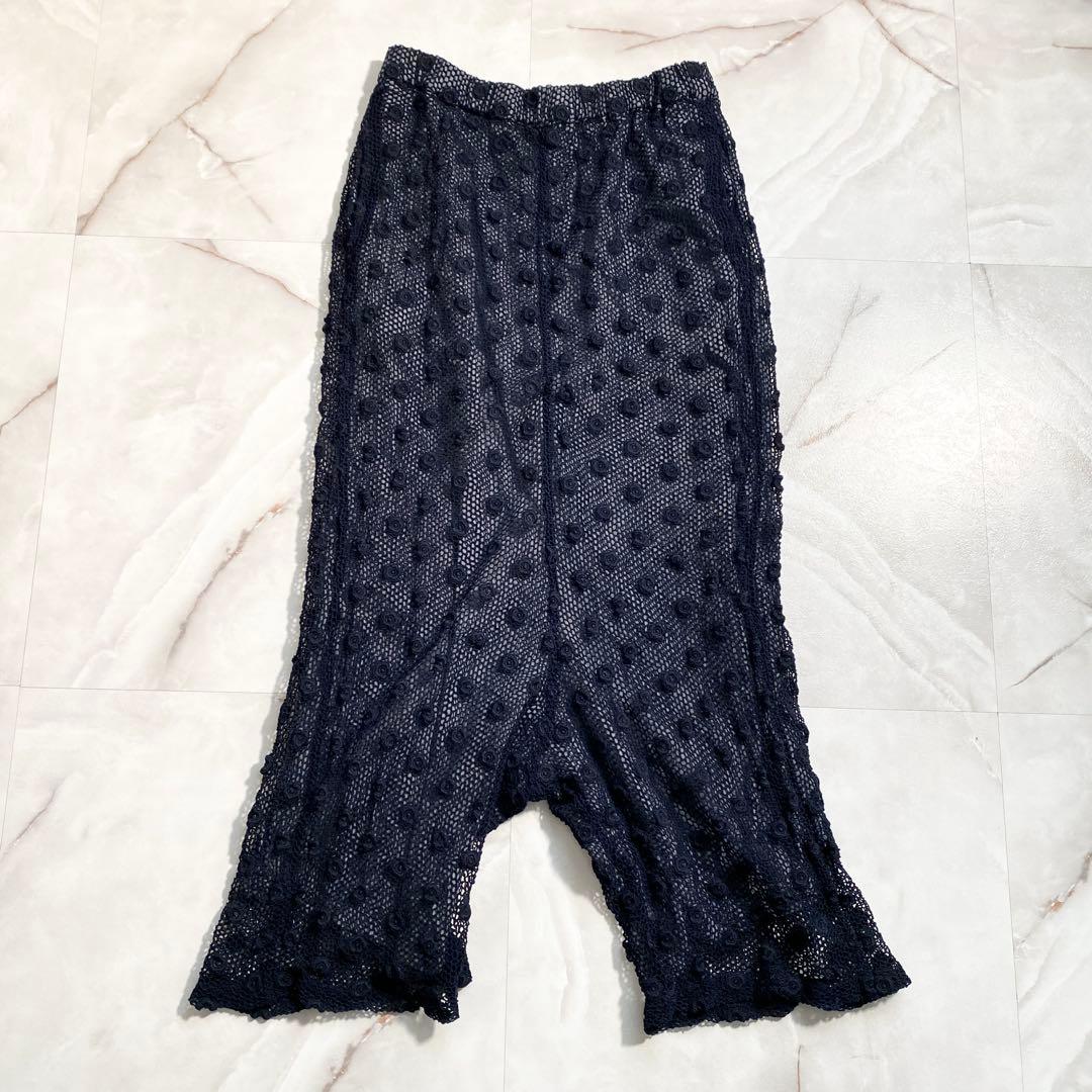 A16559 コムコム 05ss レース 花刺繍 ペンギンパンツ 紺L - メルカリ