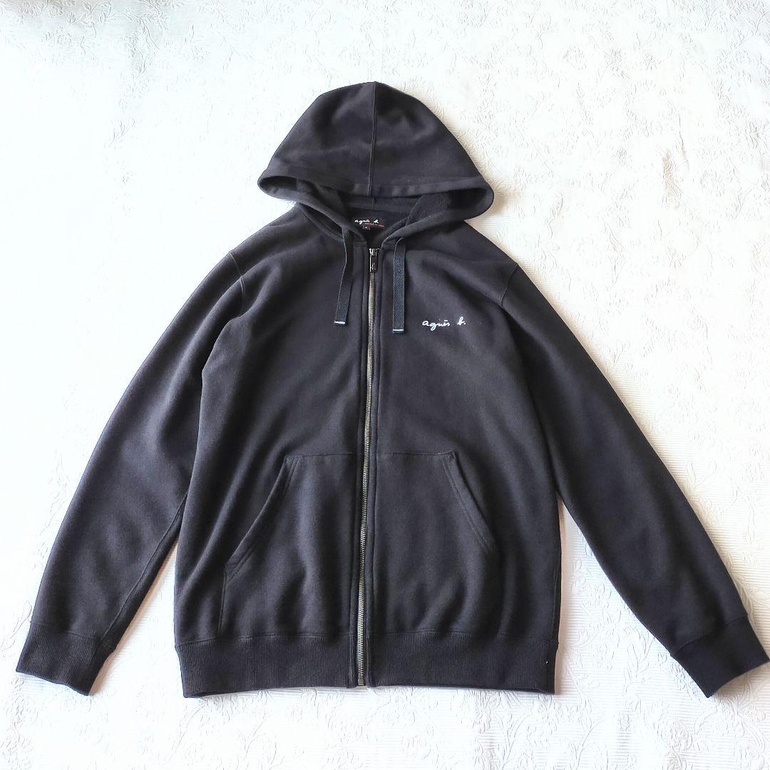 美品　アニエスベー　ジップアップ　パーカー　ブラック　黒　ロゴ