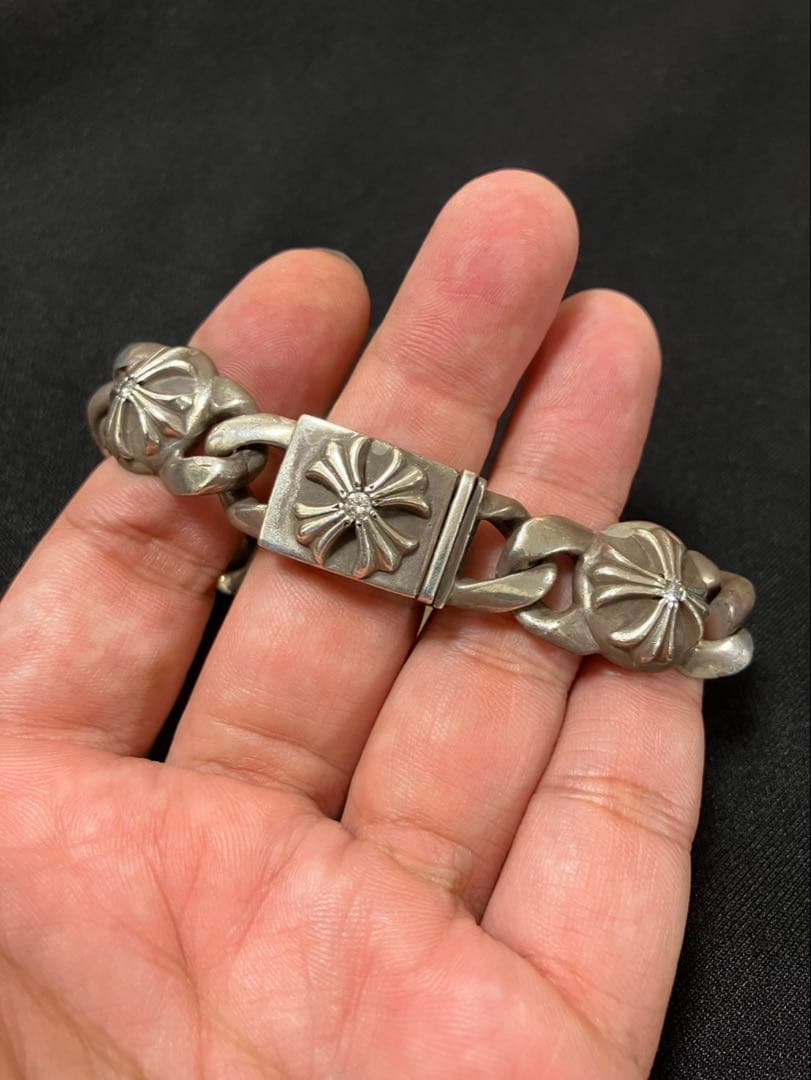 ダイヤ入りオールドクロスリンクブレスレット