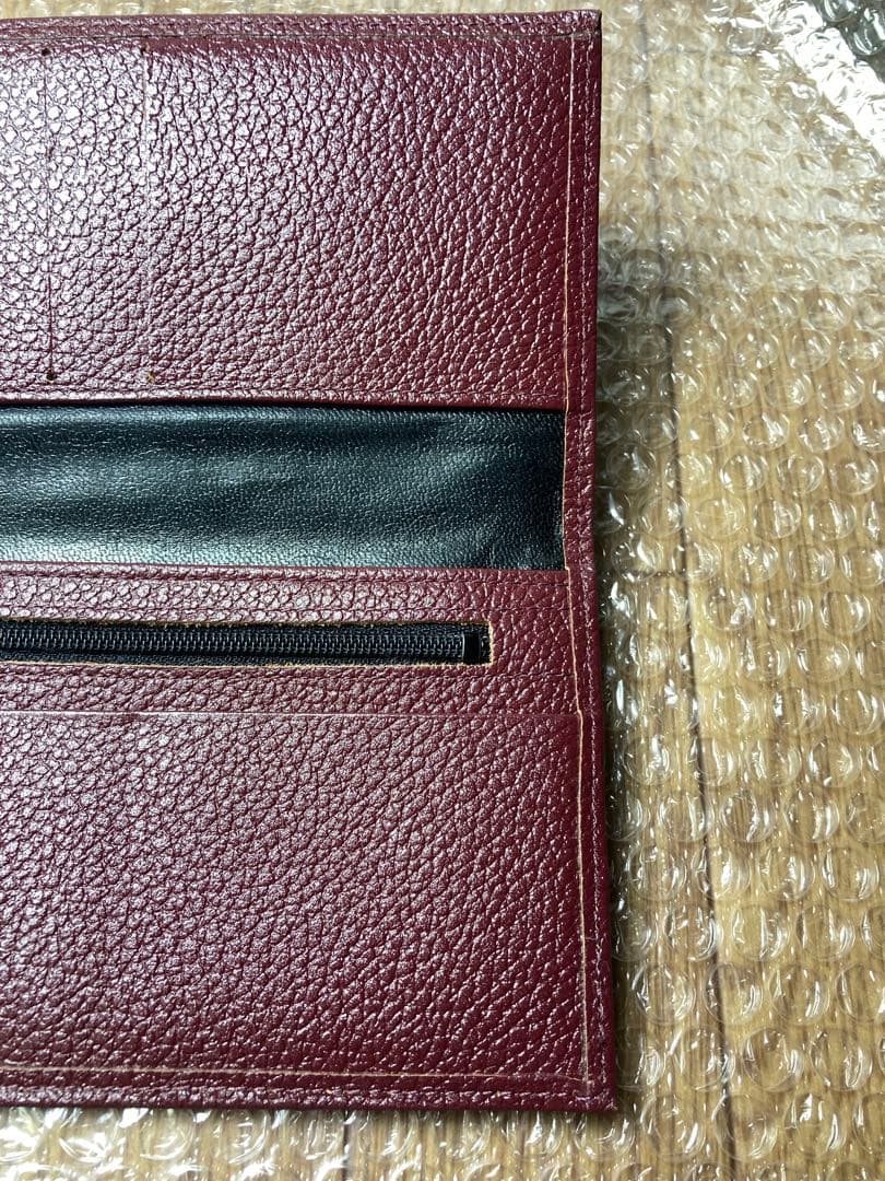希少色 皇居財布レザー長財布 菊の御紋 コインケース 小銭入れ エンジ