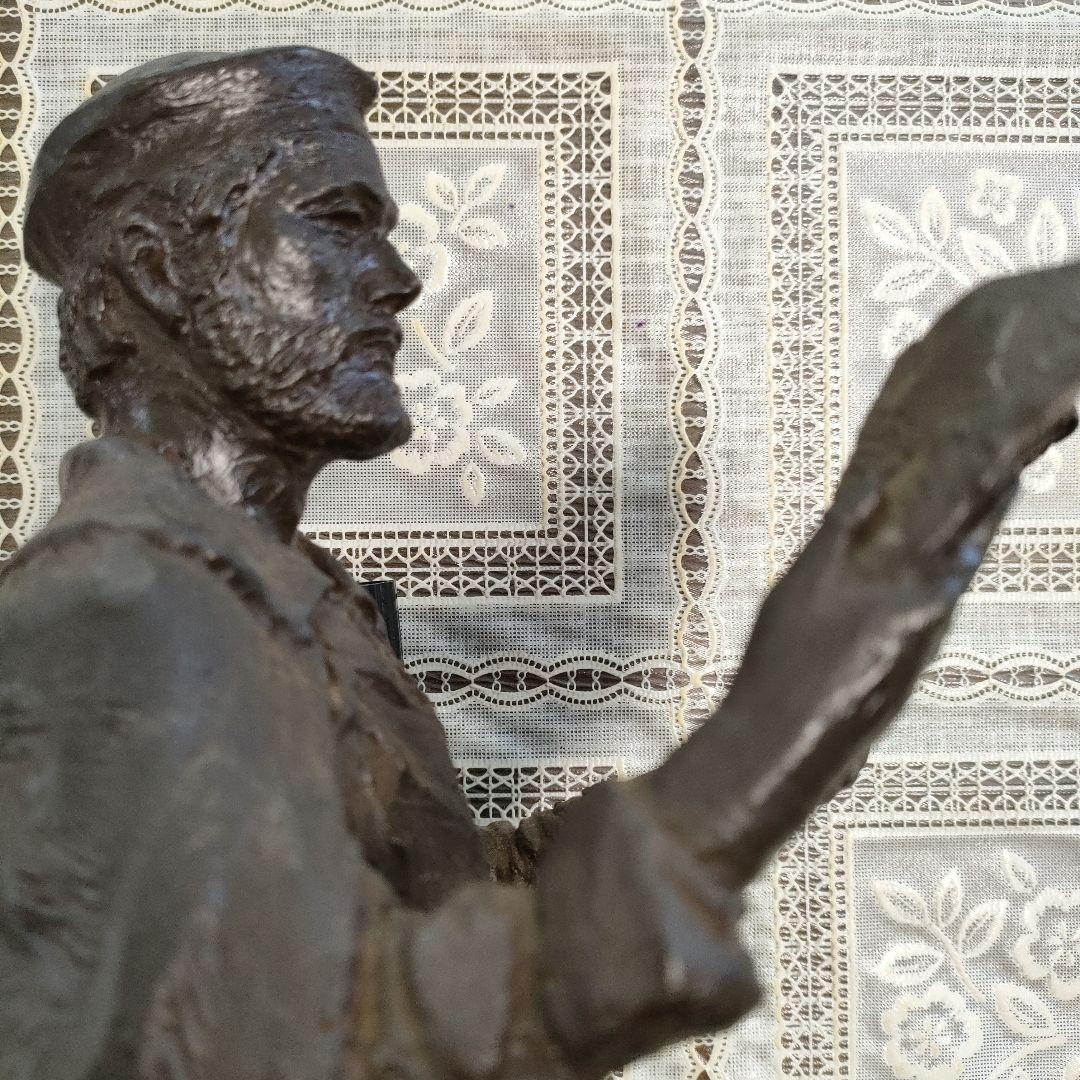 島村俊和作 ブロンズ製ヨハネス・グーテンベルク像 1987年制作 高36.5