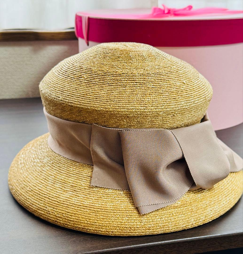 旅行に！COTTAGEの帽子 麦わら帽子 べージュリボン付き - 帽子最低 価格