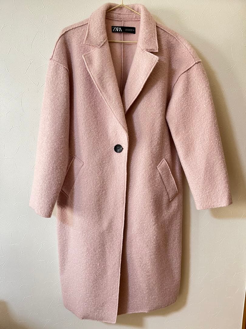 ZARA】ピンクロングコート - メルカリ