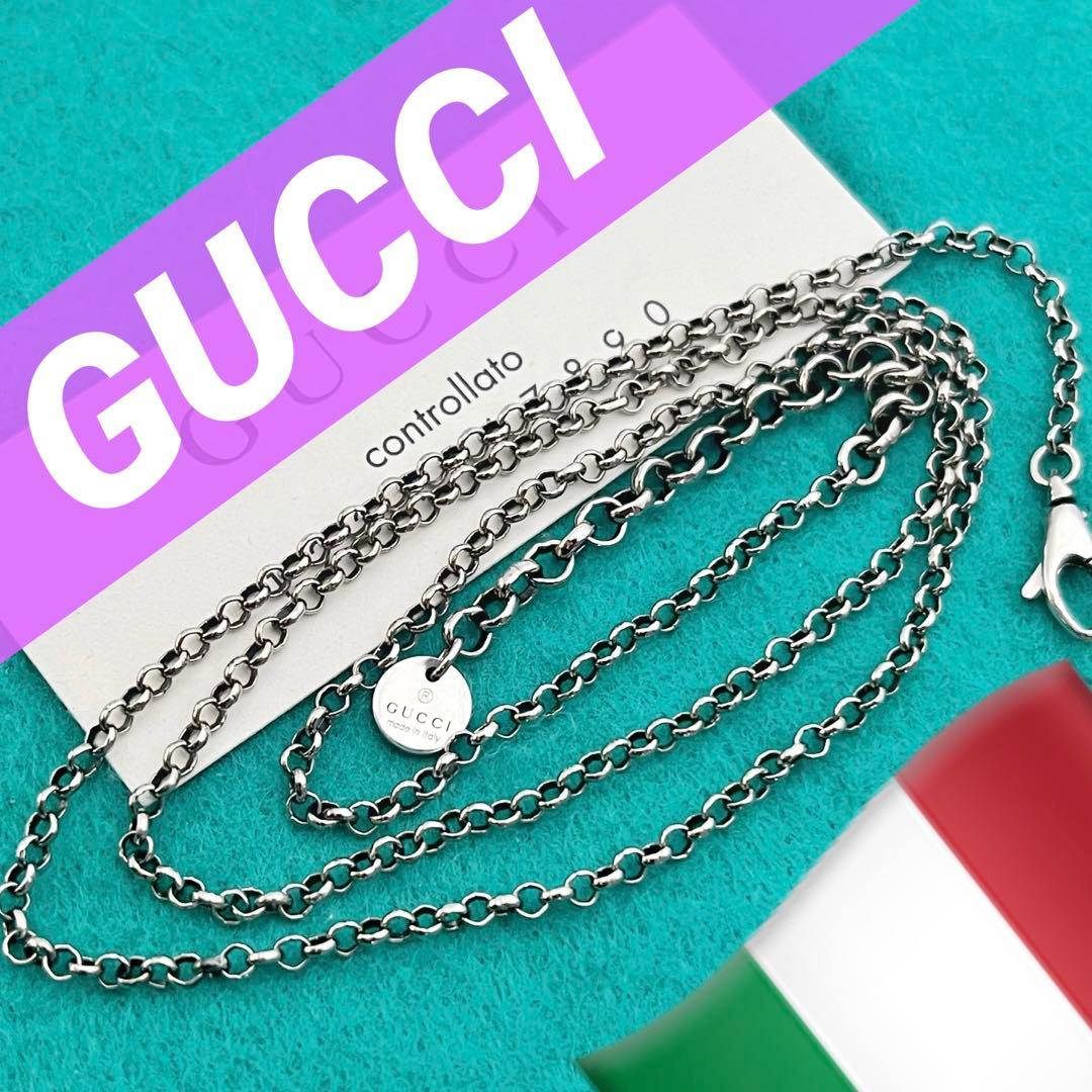 美品 GUCCI 2.2ミリ クロームチェーンネックレス - メルカリ