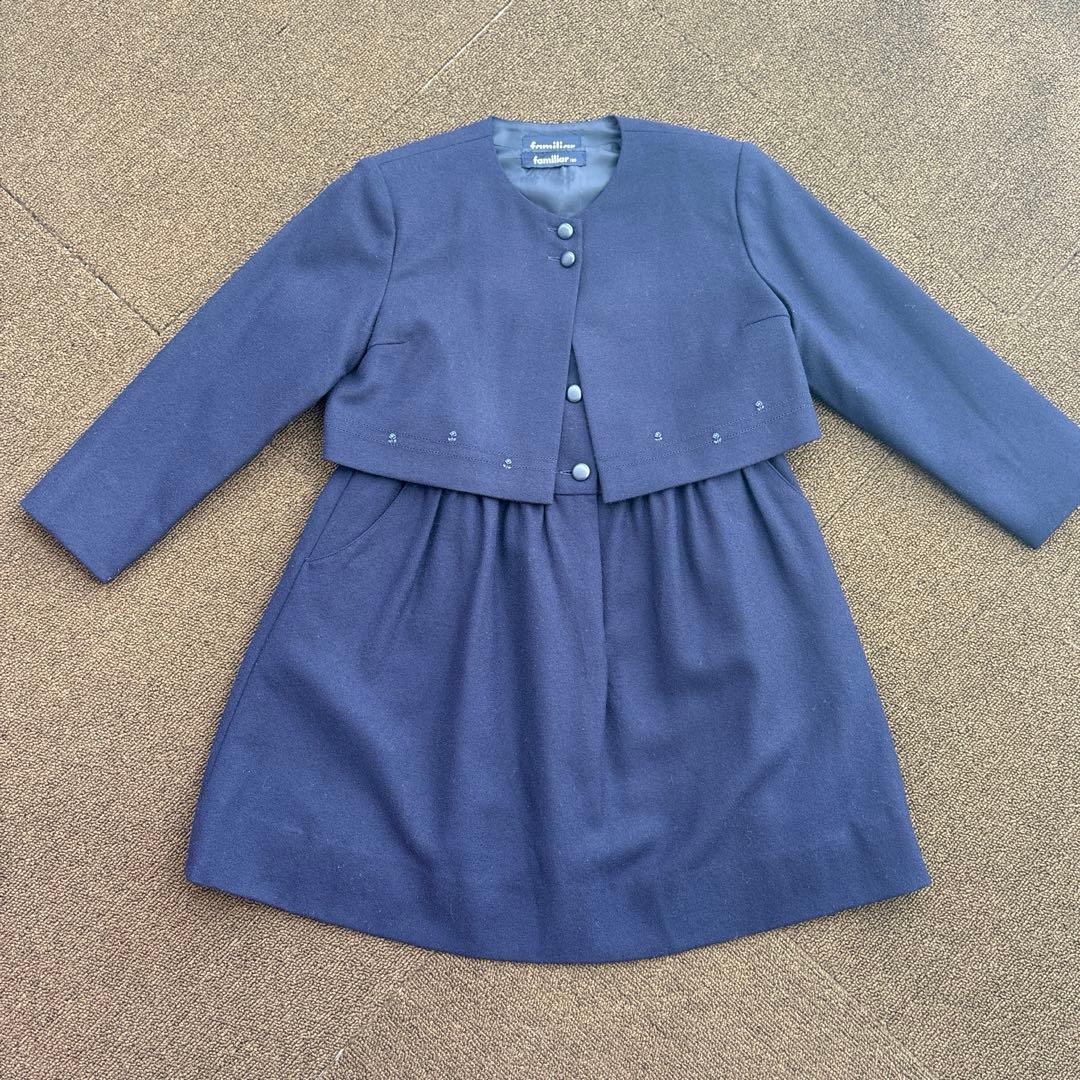 familiar アンサンブル ワンピース 120cm ネイビー お受験 - メルカリ
