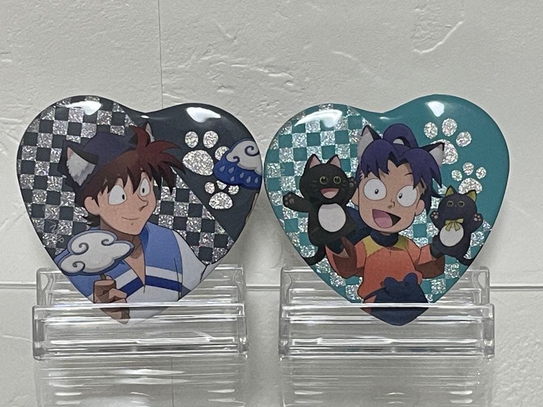 忍たま乱太郎 ナンジャタウン ハート型缶バッジ 土井半助・摂津のきり